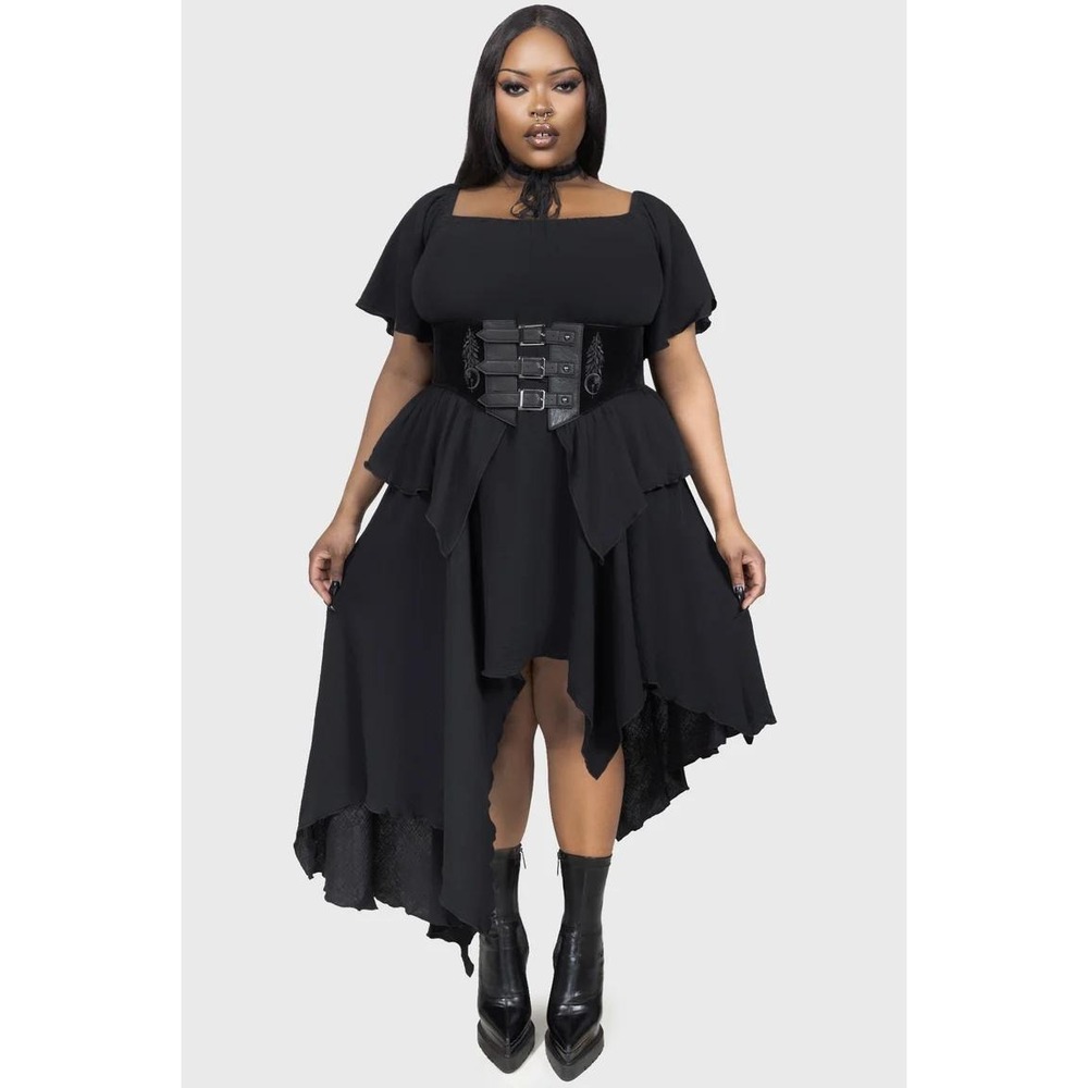 Killstar Wiched Dahlia gauze 100% cotton black asymmetrical dress goth alt witch